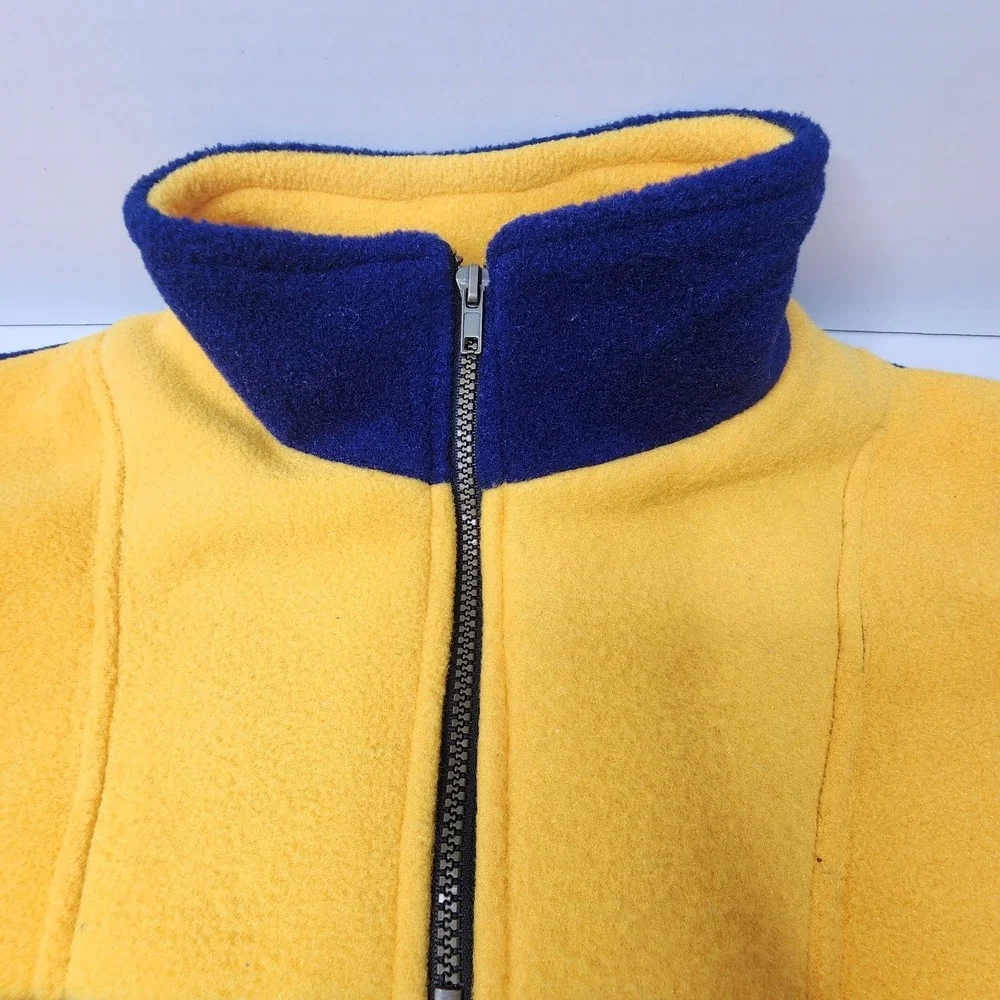 Montreal Canada Vintage 1/4 Zip Sweater Fleece Size LRG Blue Yellow Made In CAN